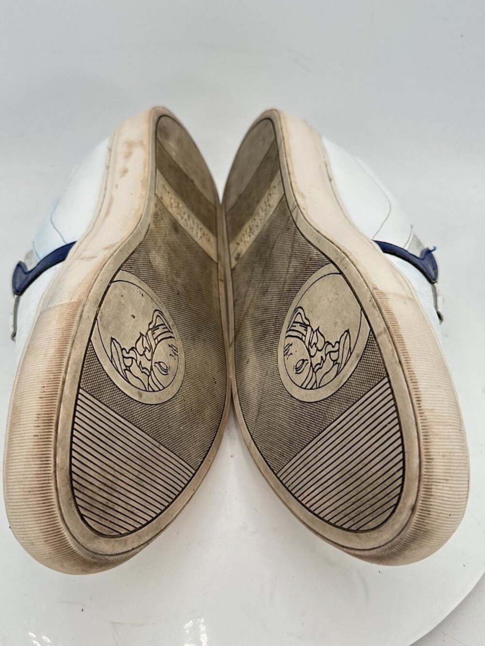 Versace Collection Men Sz EU 41 US 9 Medusa Plaque Strap White Blue Leather Shoe - Picture 10 of 10
